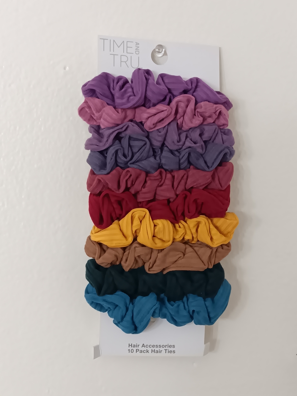 Time and Tru 10 Pack Hair ties Multicolor Scrunchie Hair Ties
